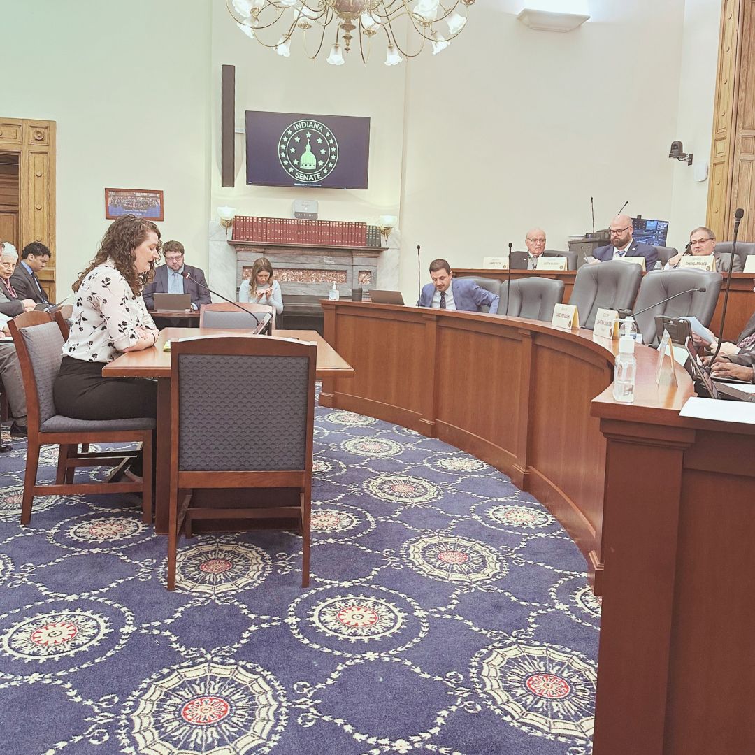 Desi testifying on 1037 in Senate Environmental Affairs ICV's Desi Rybolt testifying in Senate Environmental Affairs Committee on House Bill 1037 which affects stormwater regulations in Indiana