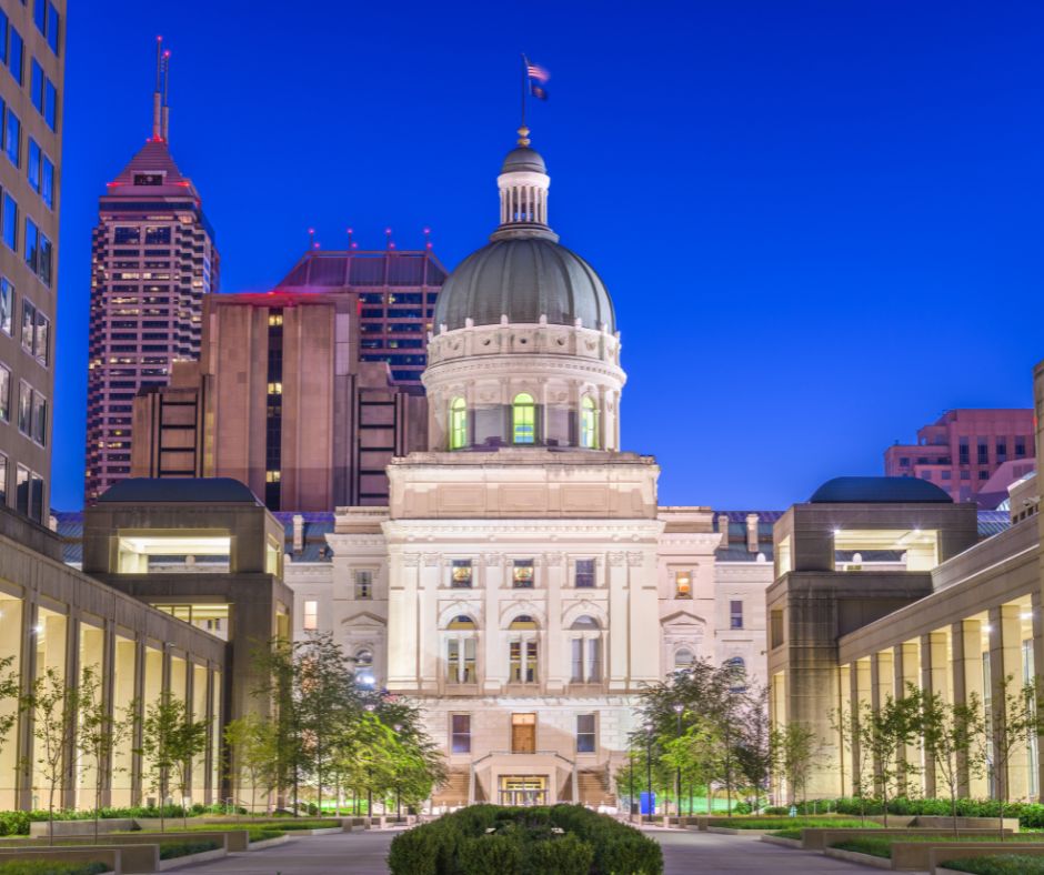 Indiana Statehouse Stock Photo Photo of the Indiana Statehouse or State Capitol Building at night