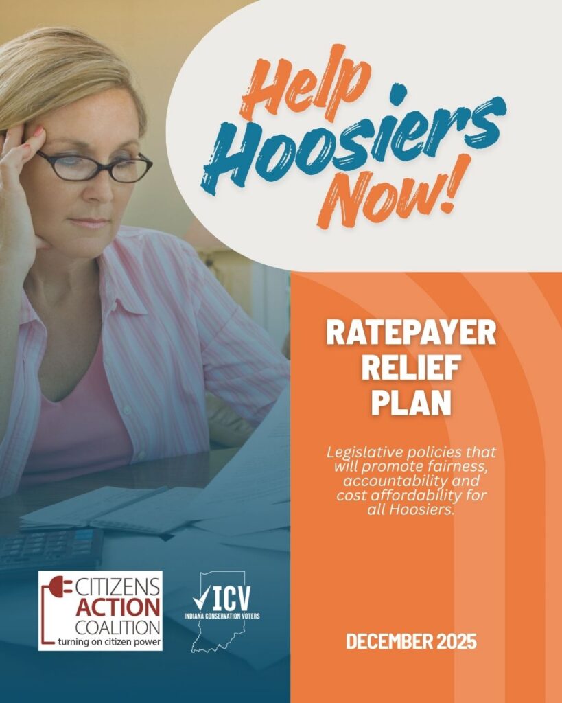 image of cover of the Help Hoosiers Now Ratepayer Relief Plan from Citizens Action Coalition and Indiana Conservation Voters